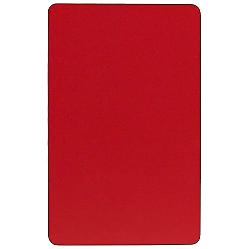 Flash Furniture Wren Mobile 30''W x 60''L Rectangular Red HP Laminate Activity Table - Height Adjustable Short Legs