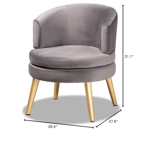 Baxton Studio Baptiste Glam and Luxe Grey Velvet Fabric Upholstered and Gold Finished Wood Accent Chair