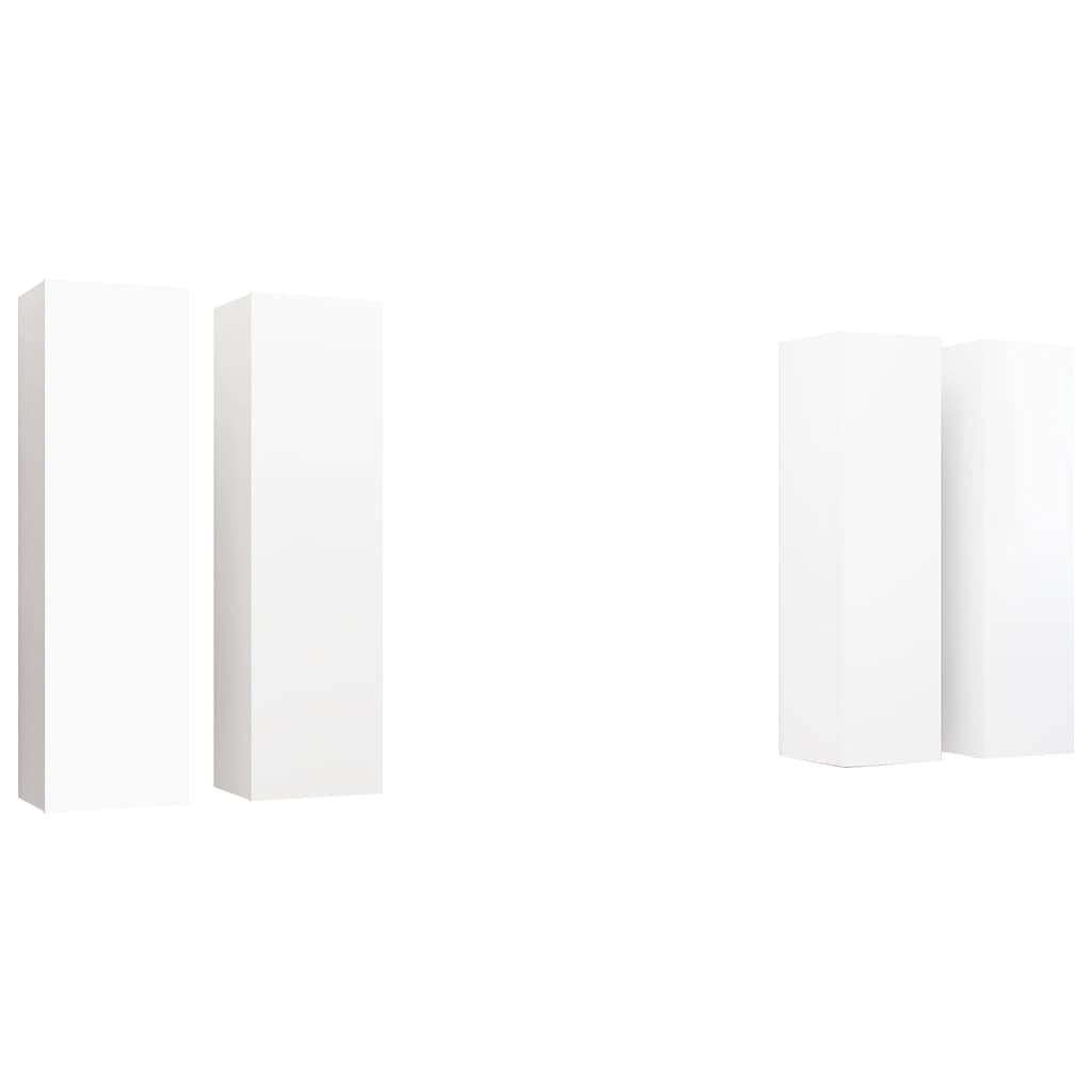 vidaXL TV Stand 4 Pcs, TV Unit for Living Room Bedroom Home, Sideboard, TV Console Entertainment Center, Modern Style, White Engineered Wood