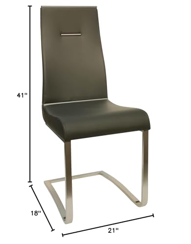 Neos Modern High Back Dining Chair, Set Of 2 (Dark Gray/Silver)