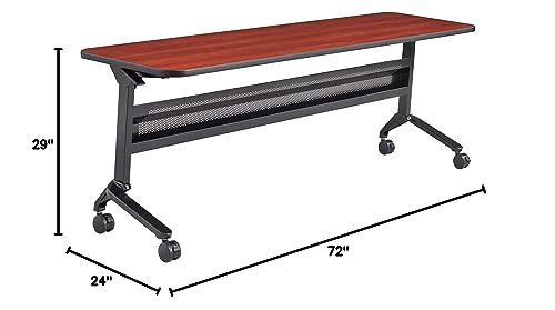 Safco Products Flip-N-Go Training Table, Biltmore Cherry 24'x72' Silver Legs