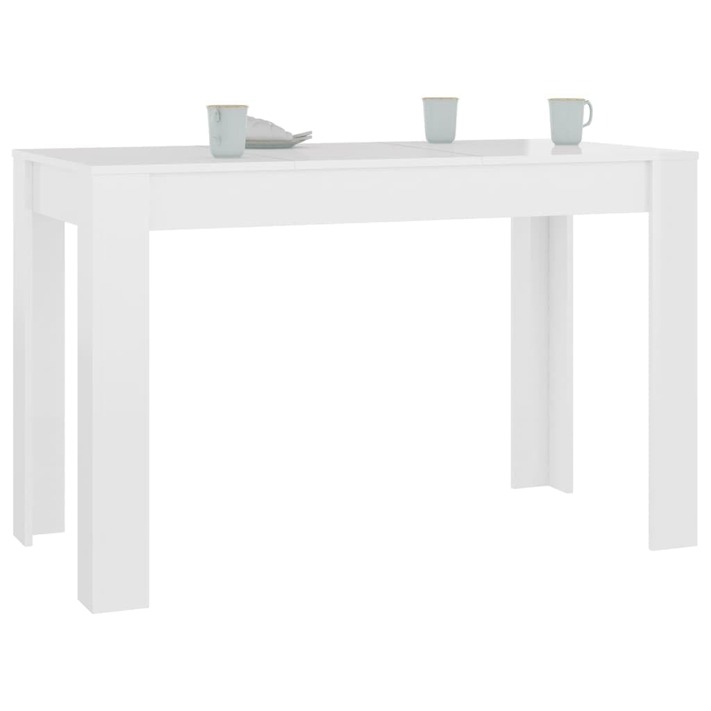vidaXL Dining Table Chipboard Dinner Room Centerpiece Kitchen Table Eating Snack Side Table Table Home Collection High Gloss White