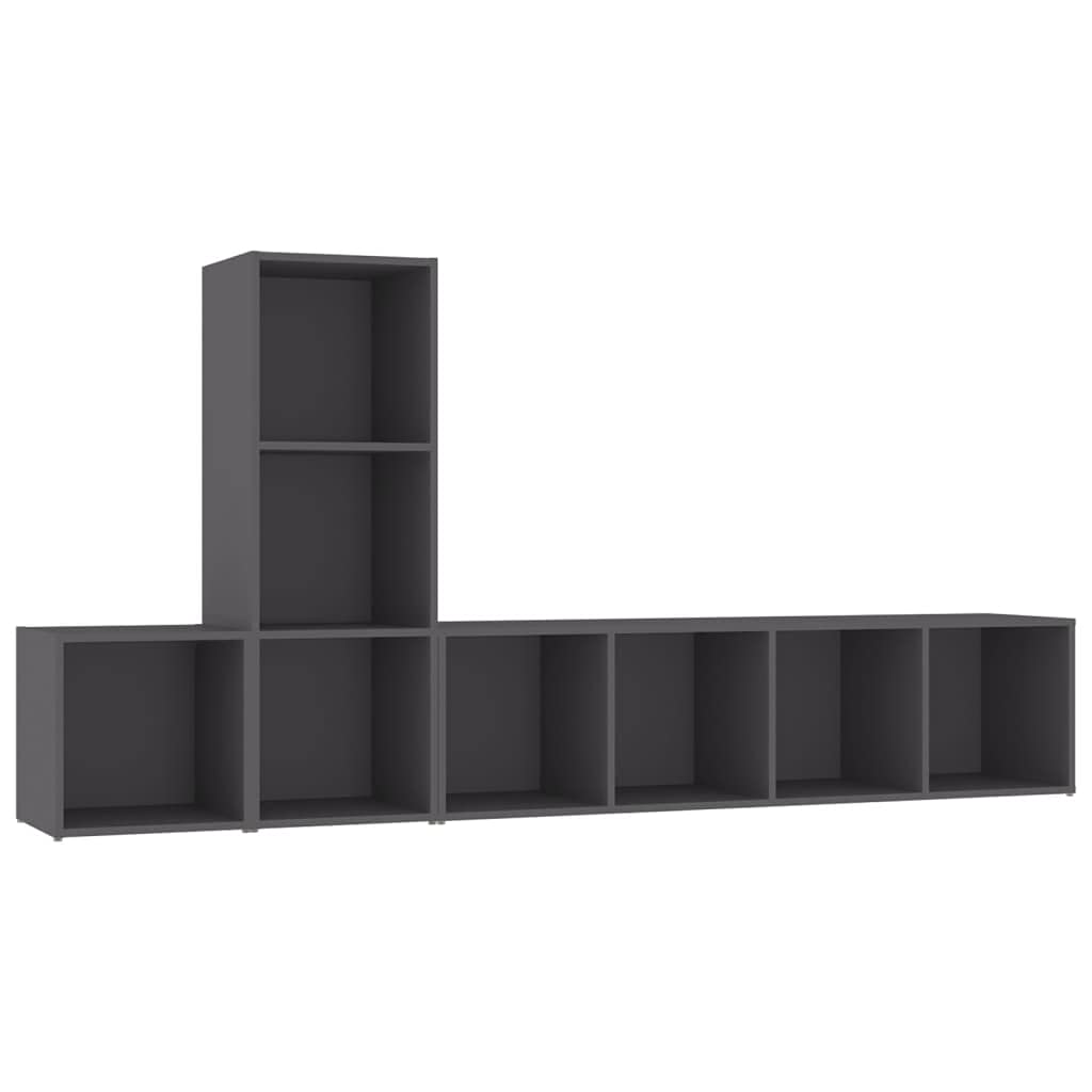 Vidaxl Tv Stand Set 3 Piece, Tv Unit For Living Room Bedroom, Sideboard With Storage, Media Unit Cupboard, Modern Style, Gray Engineered Wood