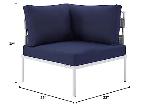 Modway EEI-4540-GRY-NAV Harmony Outdoor Patio Aluminum Corner Chair, Gray Navy