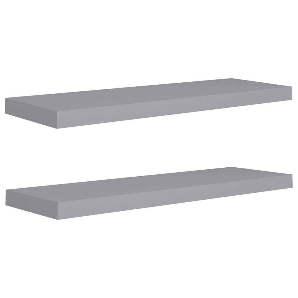 vidaXL Floating Wall Shelves Set of 2, Gray, Honeycomb MDF and Metal Frame - Modern Display Storage Shelf with Invisible Mounting System, 31.5&quot;x9.3&quot;x1.5&quot;