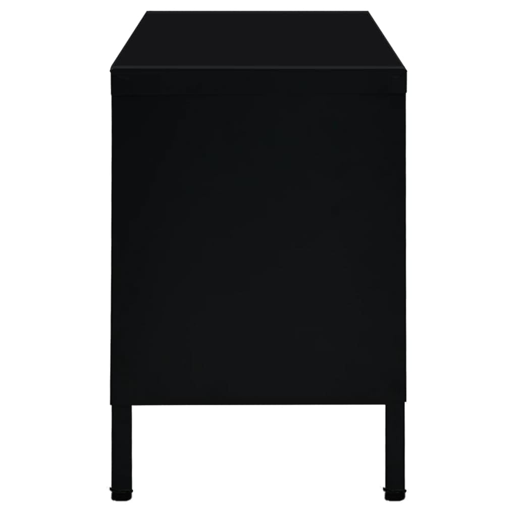 Vidaxl Tv Cabinet Black 35.4''X11.8''X17.3'' Steel And Glass
