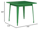 Flash Furniture Felix Commercial Grade 31.5" Square Green Metal Indoor-Outdoor Table