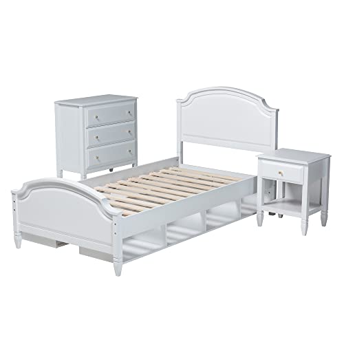 Baxton Studio Elise Bedroom Set, Twin, White/Gold