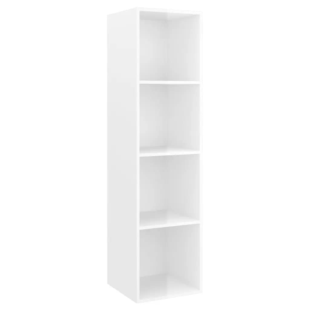 vidaXL Wall-mounted TV Cabinet High Gloss White 14.6&quot;x14.6&quot;x56.1&quot; Chipboard