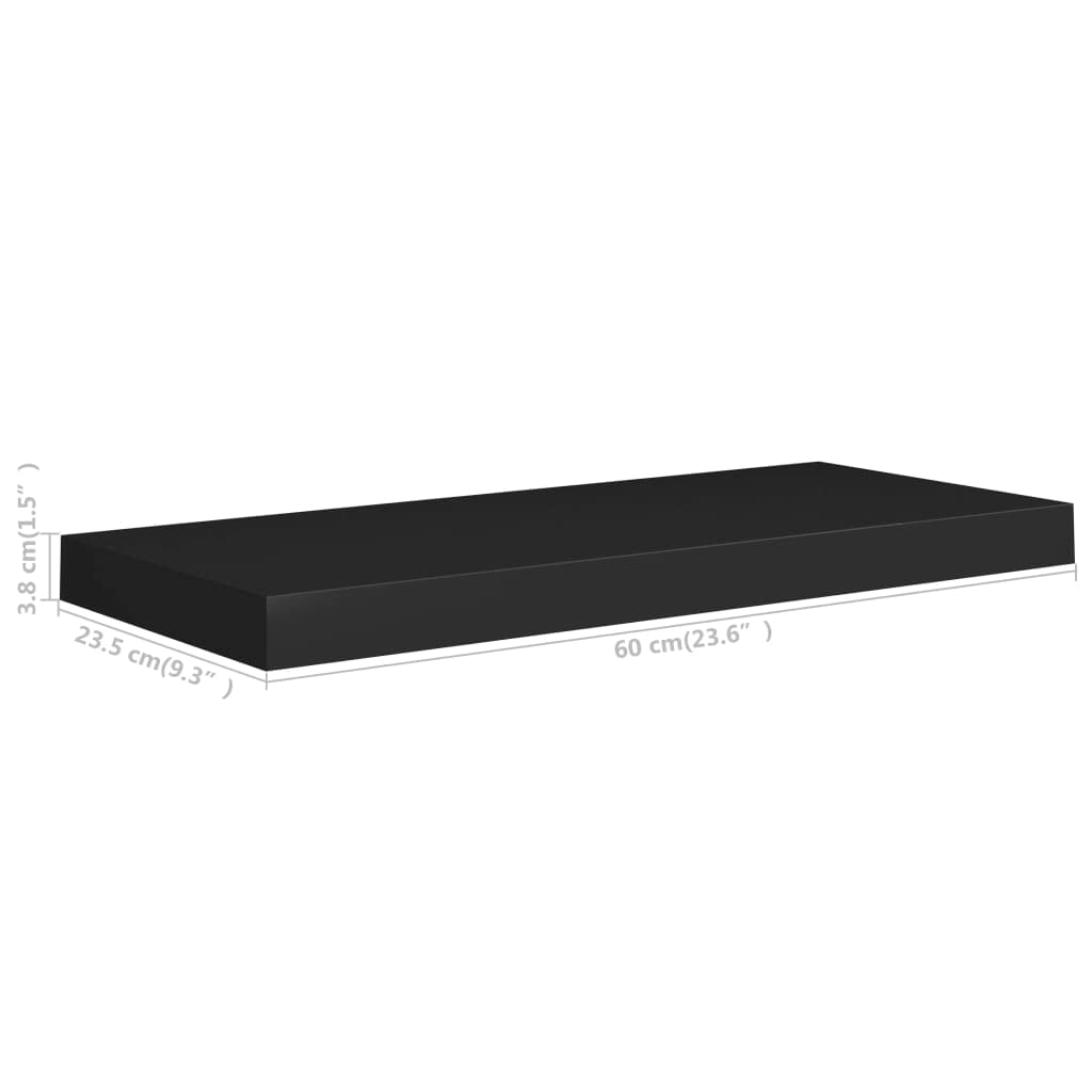 vidaXL Floating Wall Shelves - Set of 2, Stylish Display Storage, Invisible Mounting System, Honeycomb MDF and Metal Frame, Durable and Stable, Black