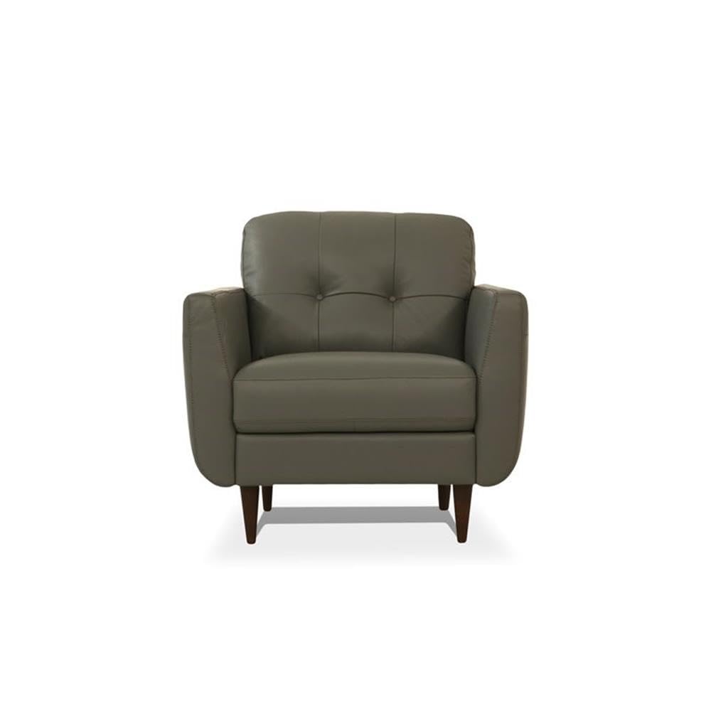 Acme Radwan Tufted Leather Accent Chair In Pesto Green
