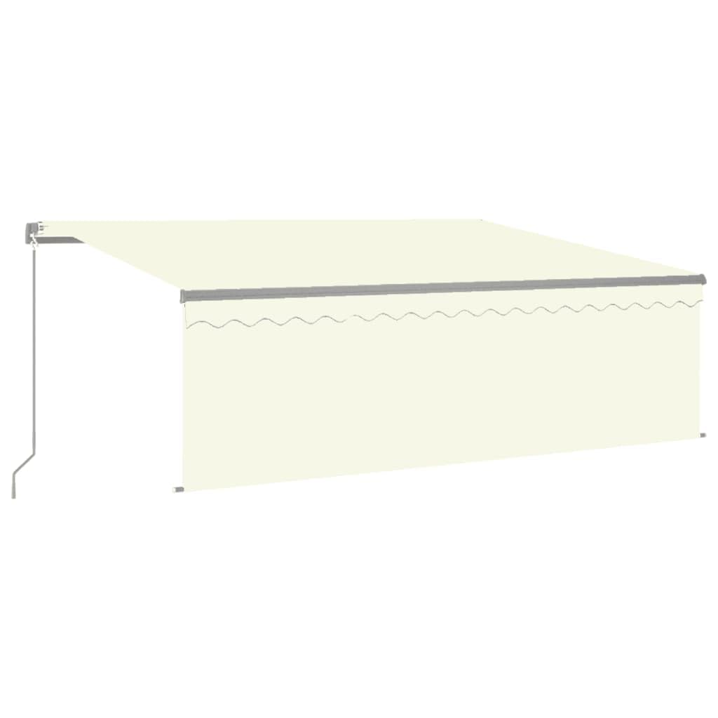 Vidaxl Retractable Awning, Patio Awning With Manual Crank Handle And Led, Retractable Canopy, Sunshade Shelter For Deck Porch Balcony, Cream