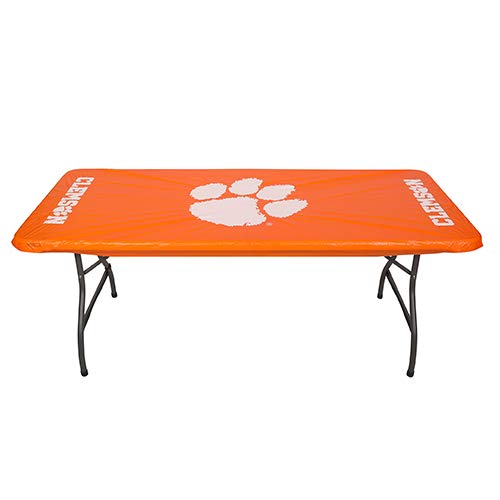 Collegiate Kwik-Covers Rectangle Plastic Table Covers, Bundle Of 2 (Clemson University, 8')