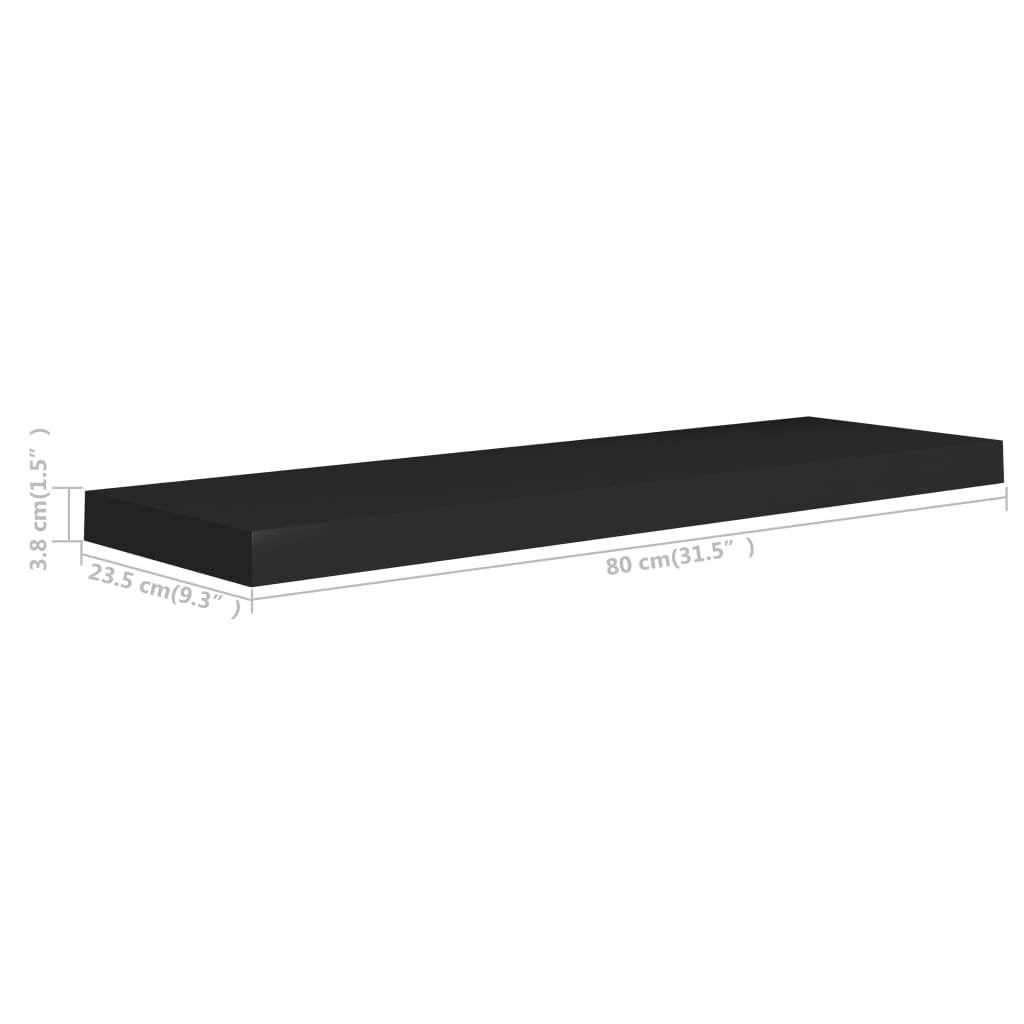 Vidaxl Floating Wall Shelves 4 Pcs Black 31.5''X9.3''X1.5'' Mdf