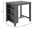 LILOLA LIVING Graham Gray Finish Small Space Counter Height Dining Table with USB Charging Ports and Shelves