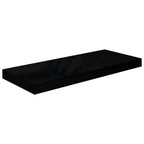vidaXL Modern Floating Wall Shelf in High Gloss Black, Honeycomb MDF Metal Frame, Easy to Install, 23.6"x9.3"x1.5"