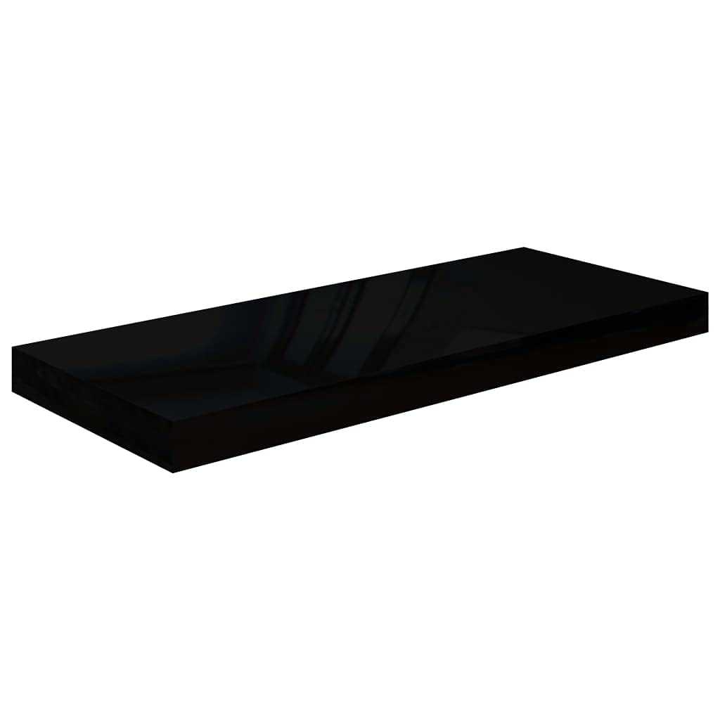 vidaXL Modern Floating Wall Shelf in High Gloss Black, Honeycomb MDF Metal Frame, Easy to Install, 23.6"x9.3"x1.5"