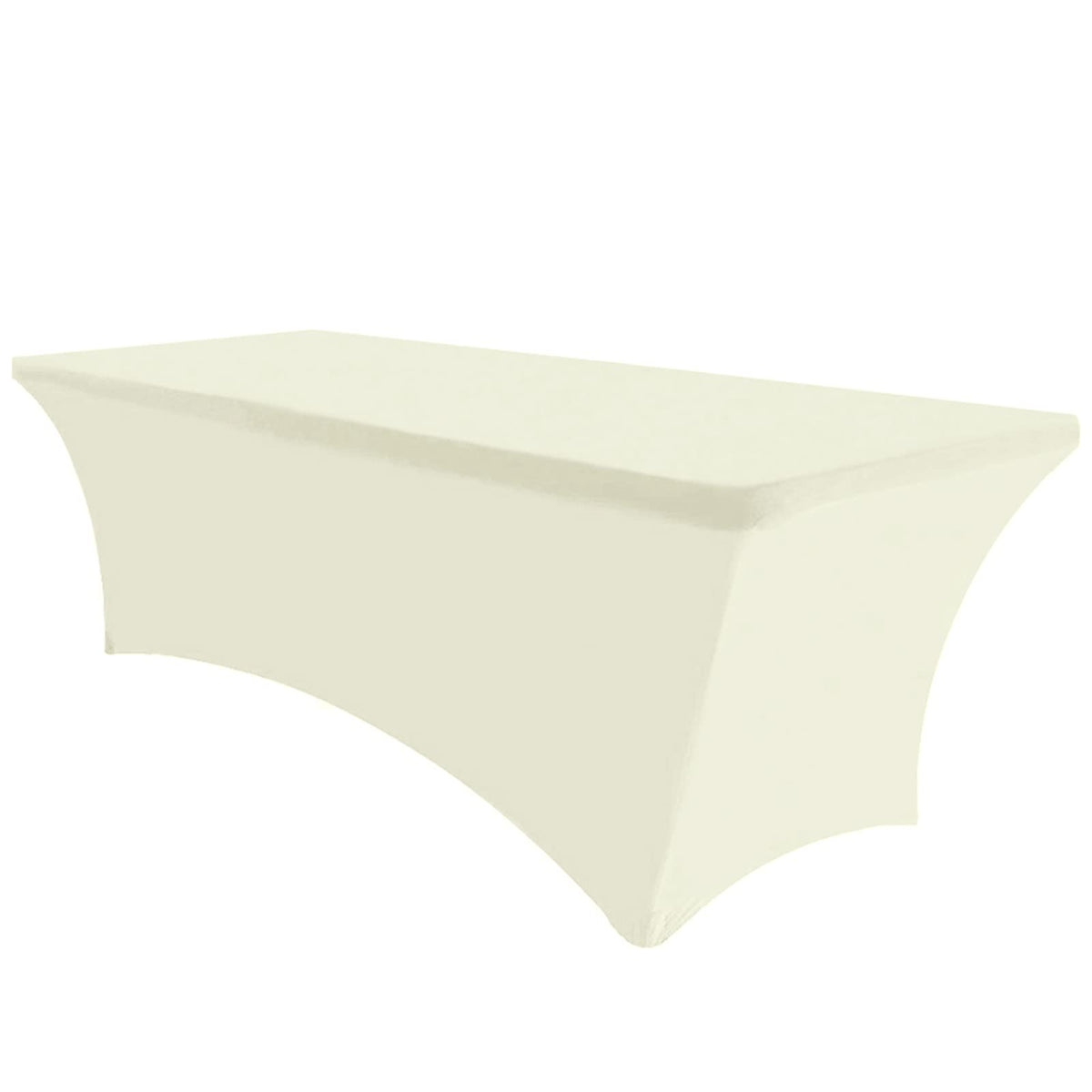 Eurmax USA 4Ft Rectangular Fitted Spandex Tablecloths Wedding Patio Table Covers Event Stretchable Tablecloth (Ivory)