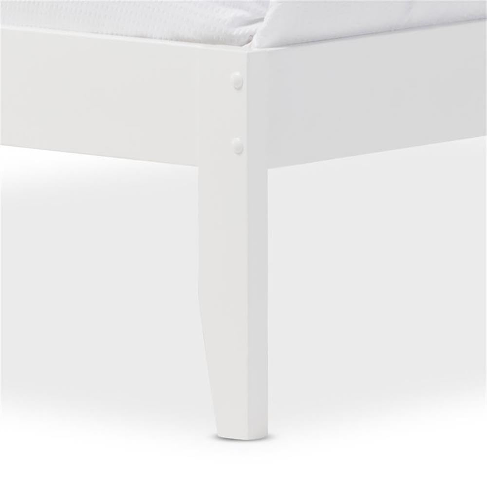 Baxton Studio Celine Modern and Contemporary Geometric Pattern White Solid Wood Queen Size Platform Bed