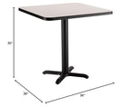 National Public Seating NPS 36" Square Cafe Table with X Base, 30" Height, Particleboard Core/T-Mold, Grey Nebula Top, Black Frame