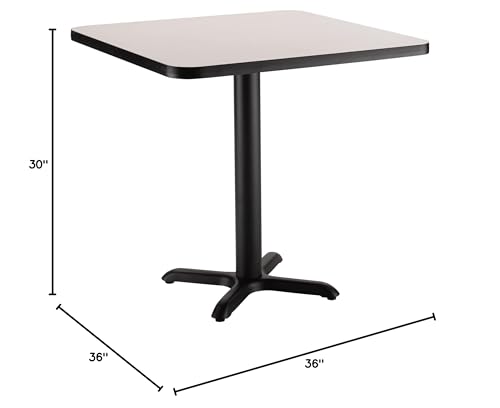 National Public Seating NPS 36" Square Cafe Table with X Base, 30" Height, Particleboard Core/T-Mold, Grey Nebula Top, Black Frame