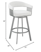 HomeRoots 26' Mod White Faux Leather Silver Finish Swivel Bar Stool