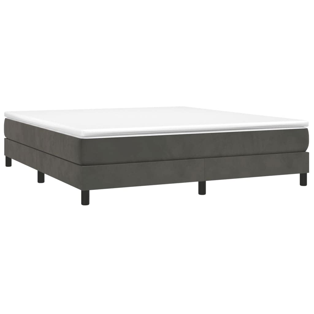 vidaXL Modern Velvet Box Spring Bed Frame California King Size, Dark Gray – for Comfortable and Restful Sleep, Easy Assembly, Durable Construction