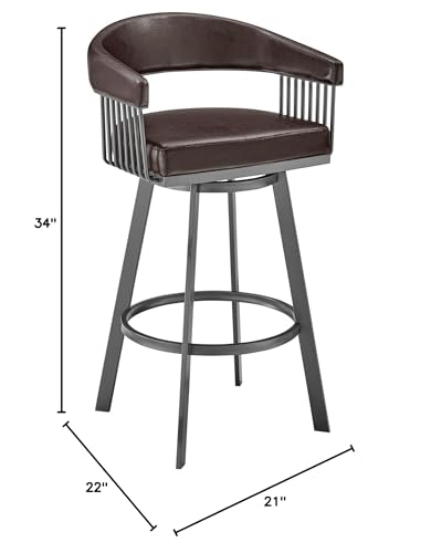 HomeRoots 26' Mod Chocolate Faux Leather Java Brown Finish Swivel Bar Stool