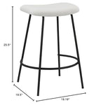 Neos Modern Furniture Gray Teddy Fabric 25.5''H Stool with Metal Leg, Set of 2