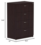 Lorell Essentials Espresso 4-Drawer Lateral File