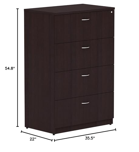 Lorell Essentials Espresso 4-Drawer Lateral File