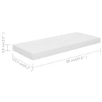 vidaXL High Gloss White Floating Wall Shelf, Made of Durable MDF and Metal, Invisible Mounting System, Ideal for Displaying Books and Collectibles