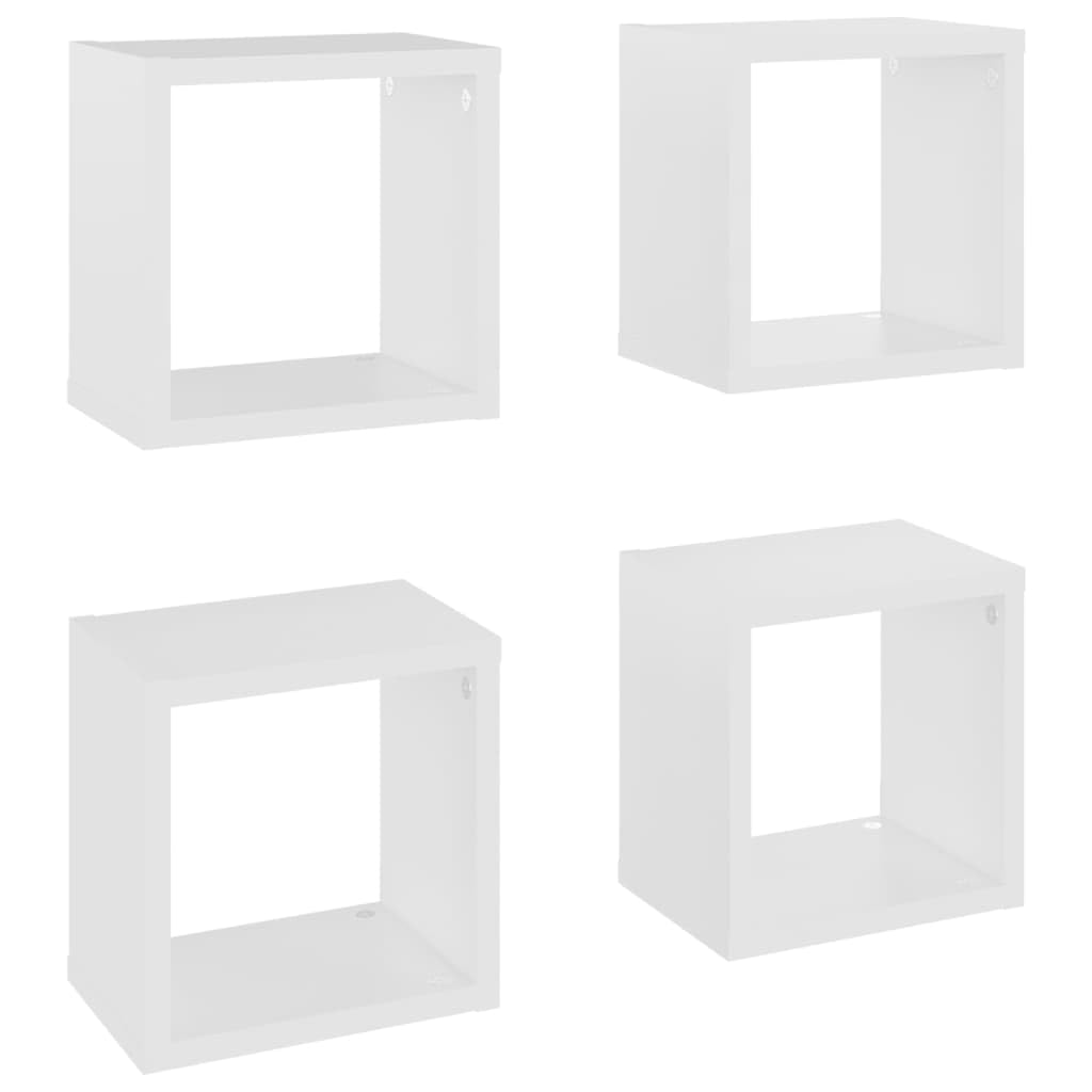 Wall Cube Shelves 4 pcs White 22x15x22 cm