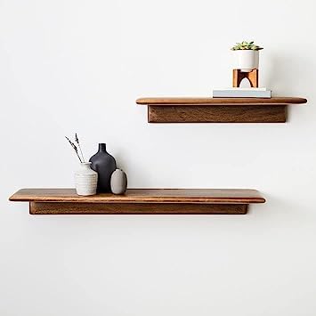 Carpentray Wood Floating Shelves For Wall Display, Inch Wall Mounted Shelves For Living Room, Bedroom, Kitchen, Office Decor (Sx