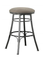 Steve Silver Co Bali Backless Swivel Bar Chair, 30" Seat Height, Backless, Upholstered 360° Swivel Seat, Steel Frame, Counter Height Bar Stools, 18" D x 18" W x 30" H, Grey