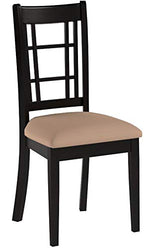 East West Furniture Nicoli Kitchen Dining Linen Fabric Upholstered Wood Chairs, Set of 2, Black