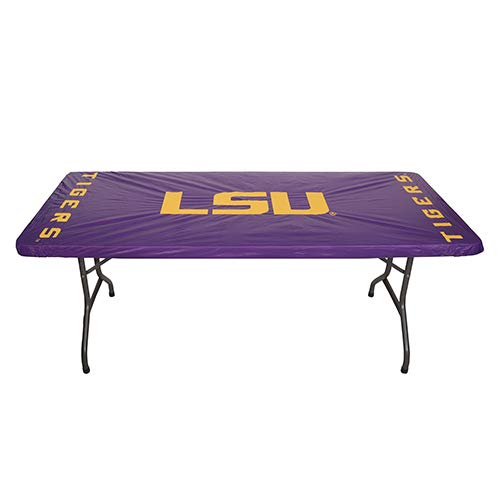Collegiate Kwik-Covers Rectangle Plastic Table Covers, Bundle Of 2 (Louisiana State University, 8')