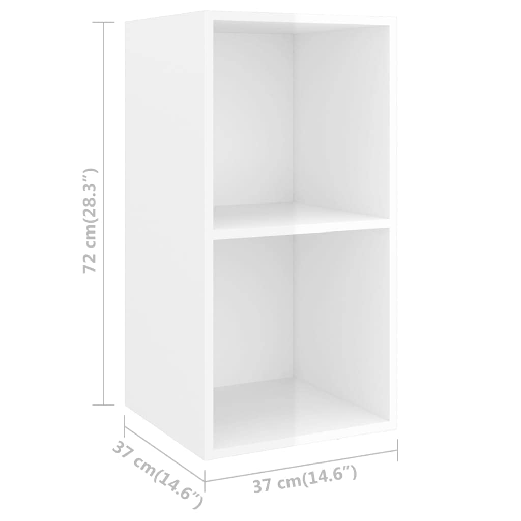 vidaXL Set of 2 Modern Wall-Mounted TV Stands in High Gloss White - Engineered Wood Finish with Ample Storage Space and Vertical or Horizontal Orientation