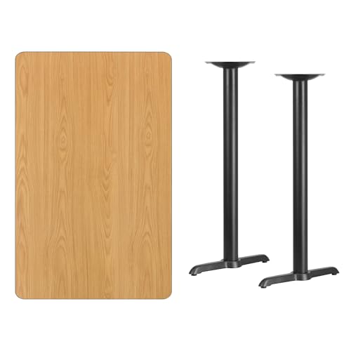 Flash Furniture 30'' x 48'' Rectangular Natural Laminate Table Top with 5'' x 22'' Bar Height Table Bases