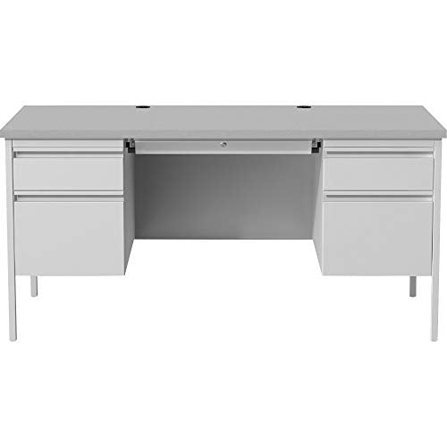 Lorell, LLR60935, Grey Double Pedestal Steel/Laminate Desk, 1 Each