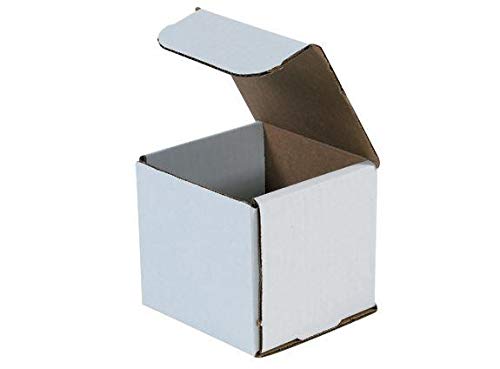 Secure Seal Shipping Boxes - 4X4X4' Mailers - White Foldable Corrugated Cardboard Packaging For Mailing, Moving, Storage, And O