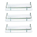 STIMULUS Acrylic Stylish Bathroom Shelf with ss Patti Size6x12 ColourWhite (Set of 3 pcs)
