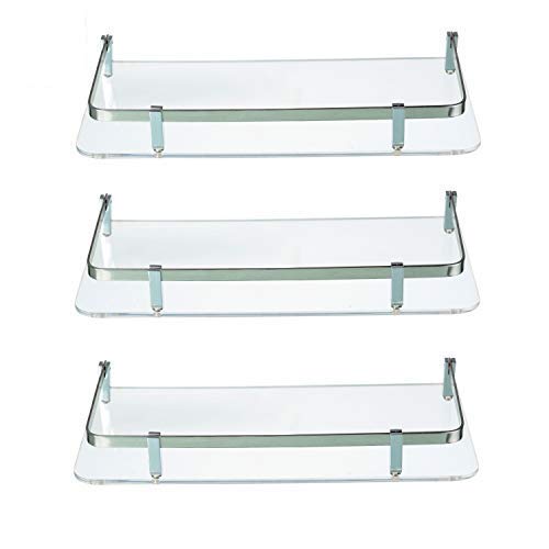 STIMULUS Acrylic Stylish Bathroom Shelf with ss Patti Size6x12 ColourWhite (Set of 3 pcs)