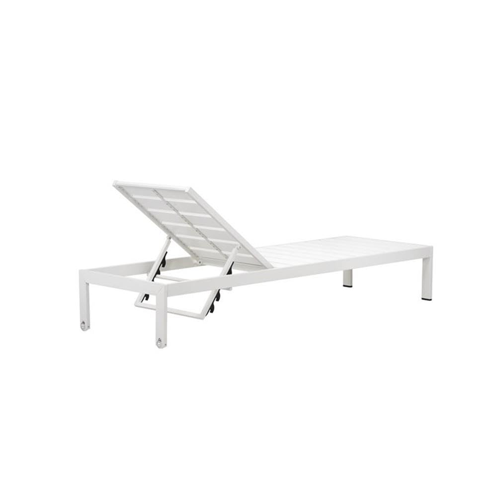 Pangea Home Breeze Modern Aluminum Patio Lounger in White Frame/Polyresin