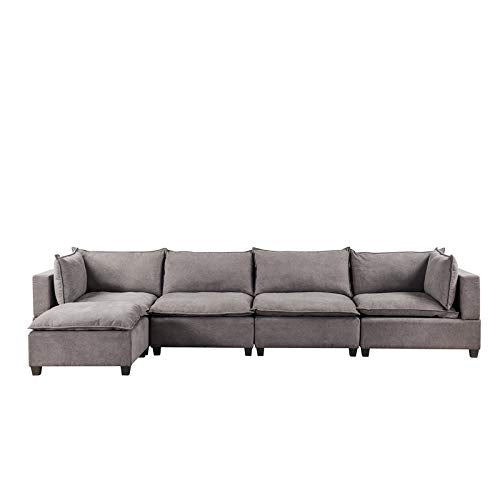 Lilola Home Madison Dark Gray Fabric 5 Piece Modular Sectional Sofa Chaise