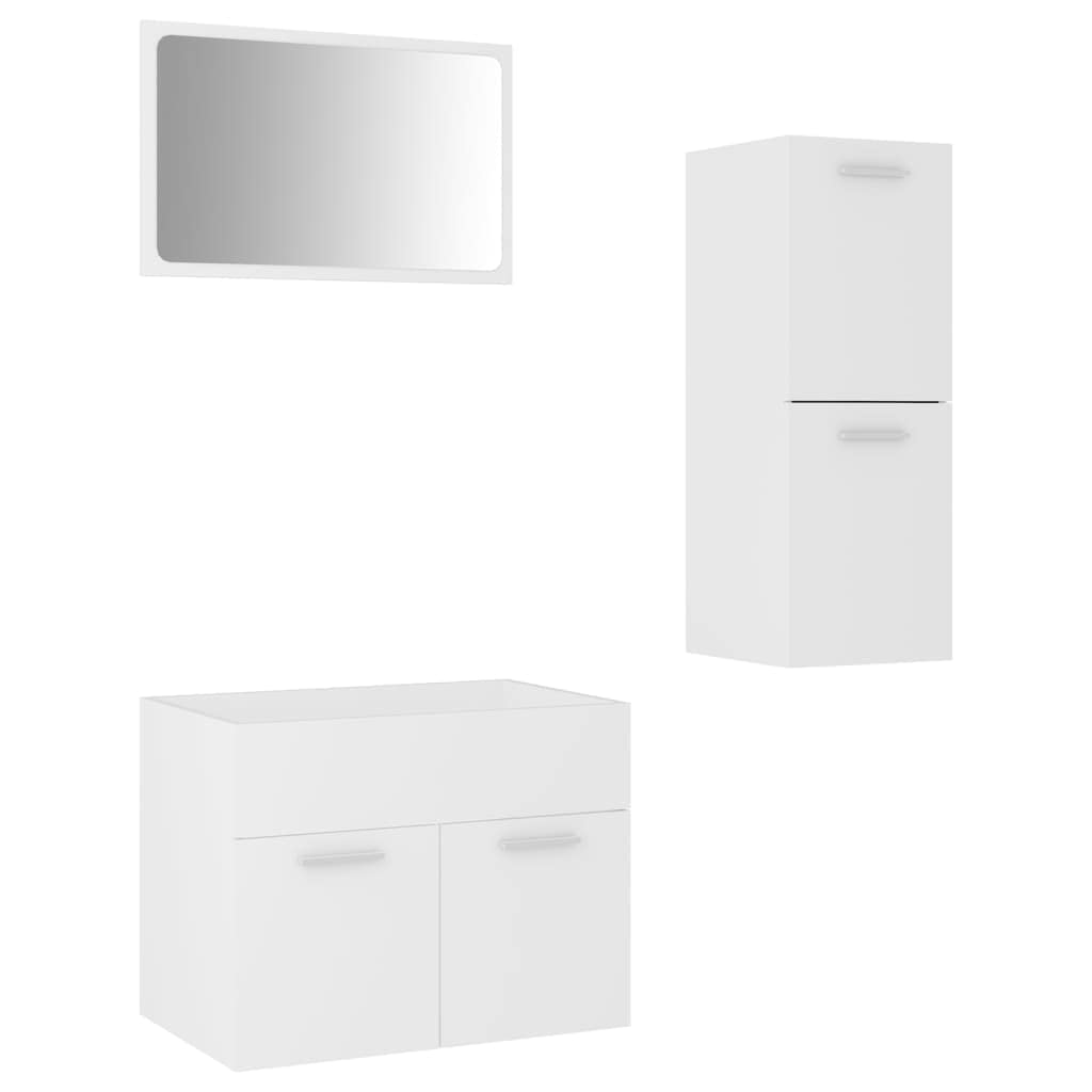 vidaXL Bathroom Furniture Set Washroom Storage Cabinet Wall-Mounted Hanging Vanity Mirror Home Interior Laundry Room Rack White Engineered Wood