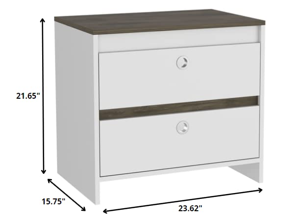 HomeRoots White- Dark Brown Modern and Minimalist White and Dark Brown Board Nightstand