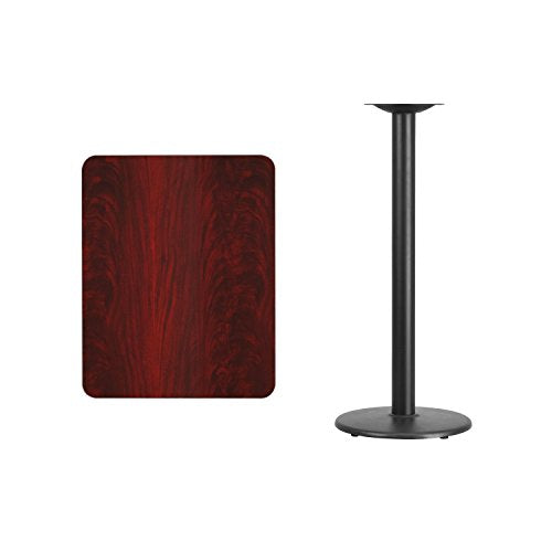 Flash Furniture Stiles 24'' x 30'' Rectangular Mahogany Laminate Table Top with 18'' Round Bar Height Table Base