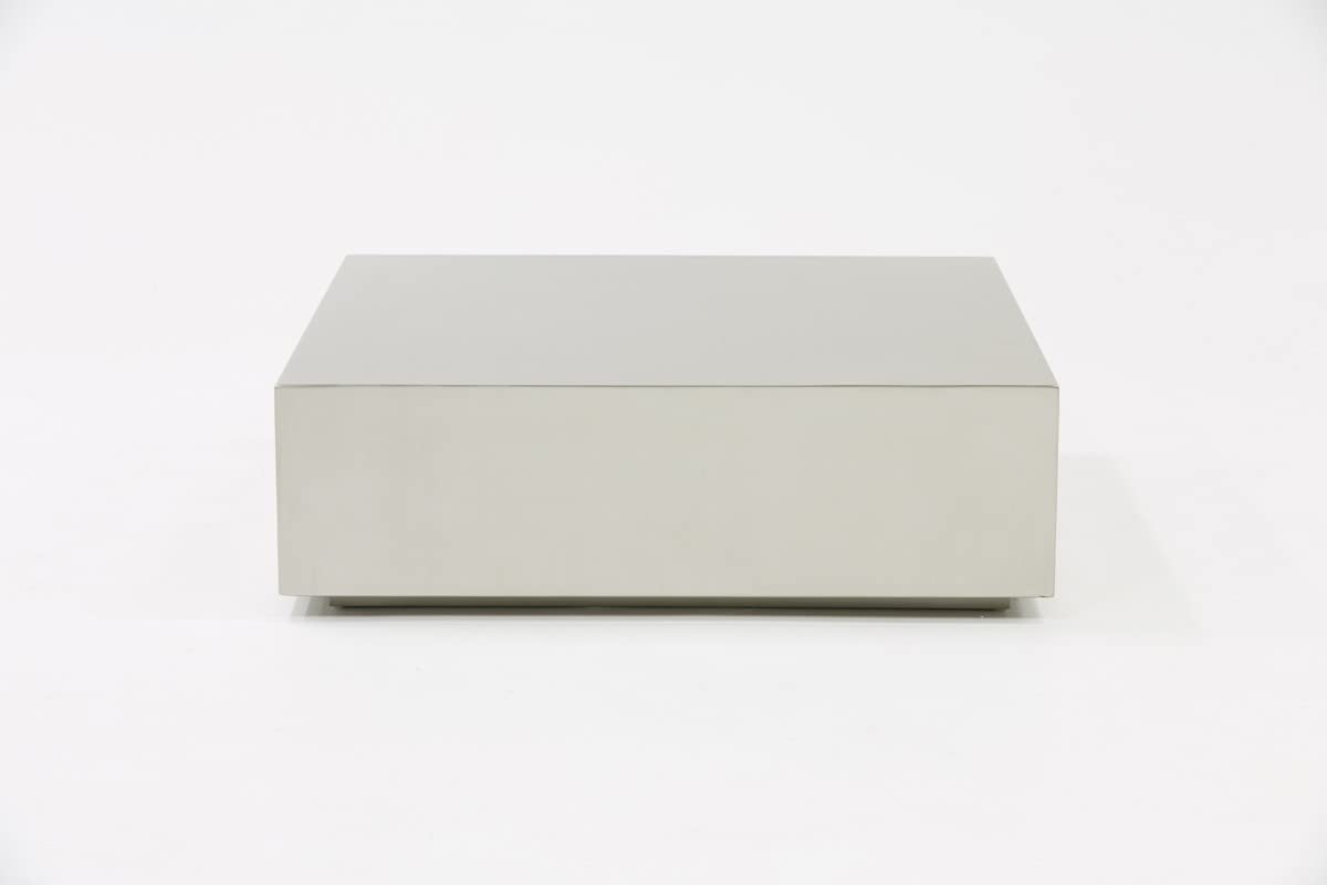 HomeRoots Modern Brushed Silver Stainless Steel Coffee Table