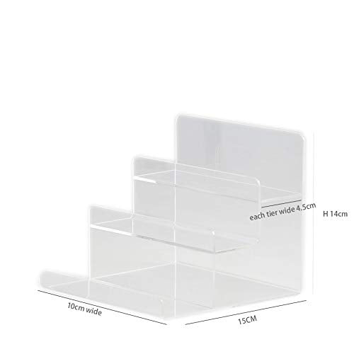 Clear Acrylic 3-Tier Display Stand Acrylic Riser Display Shelf For Amiibo Funko Pop Figures 3 Step Acrylic Wallet Display Organi